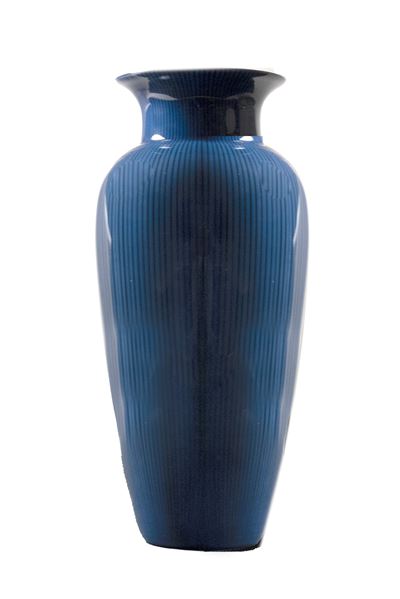 Vaso in Vetro di Murano a Canne Blu e Nere, Veart, Anni '80 del Novecento