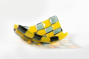 Yellow and gray Murano glass centrepiece, Barovier and Toso, 1980s