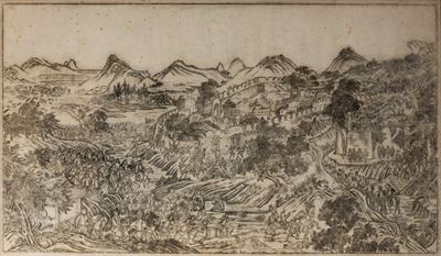 Stampa Raffigurante Scena di Battaglia, Cina Secolo XIX