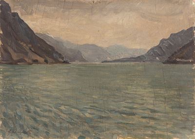 Lago d'Iseo, olio su compensato
