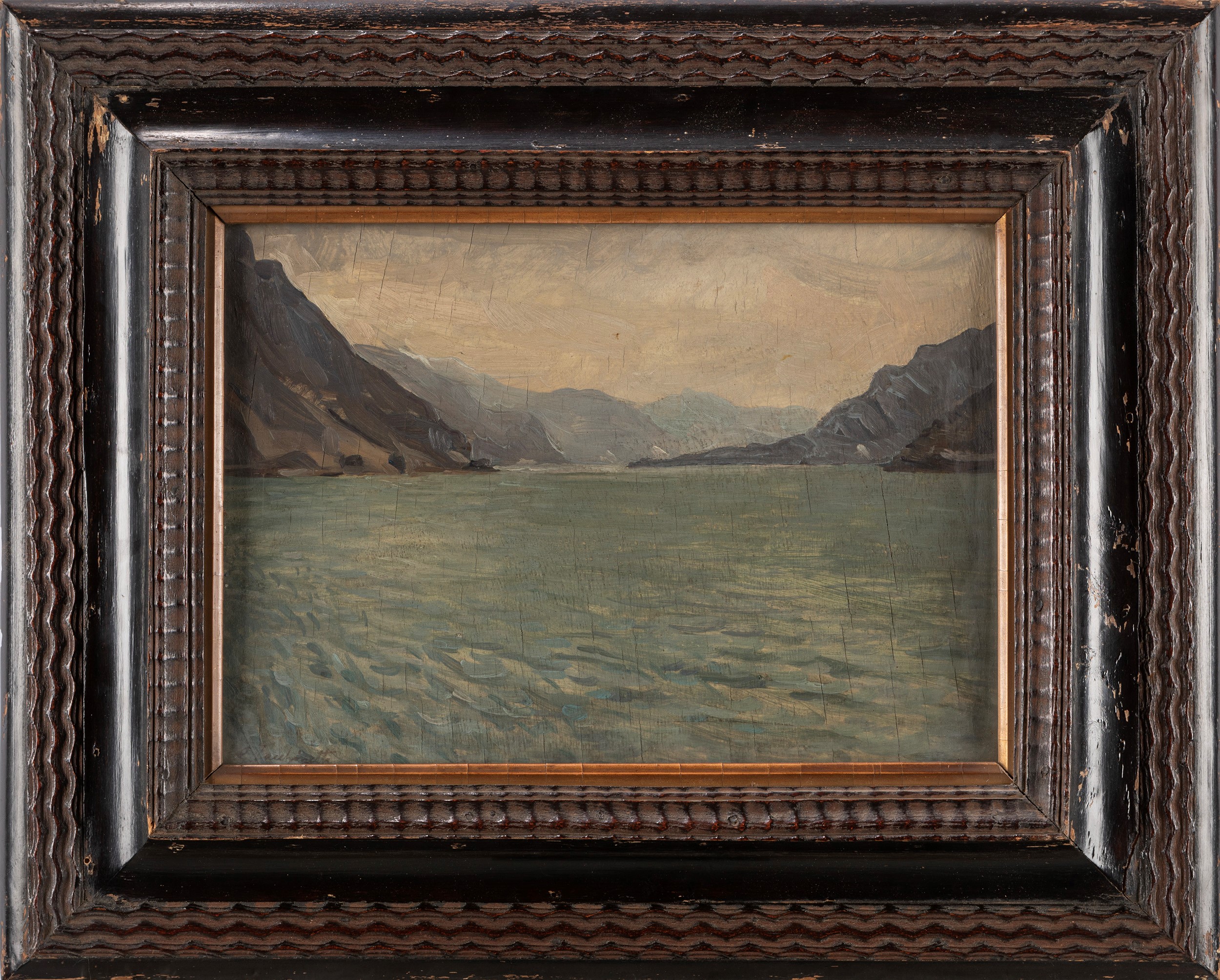 Giuseppe Facchinetti - Lago d'Iseo, olio su compensato