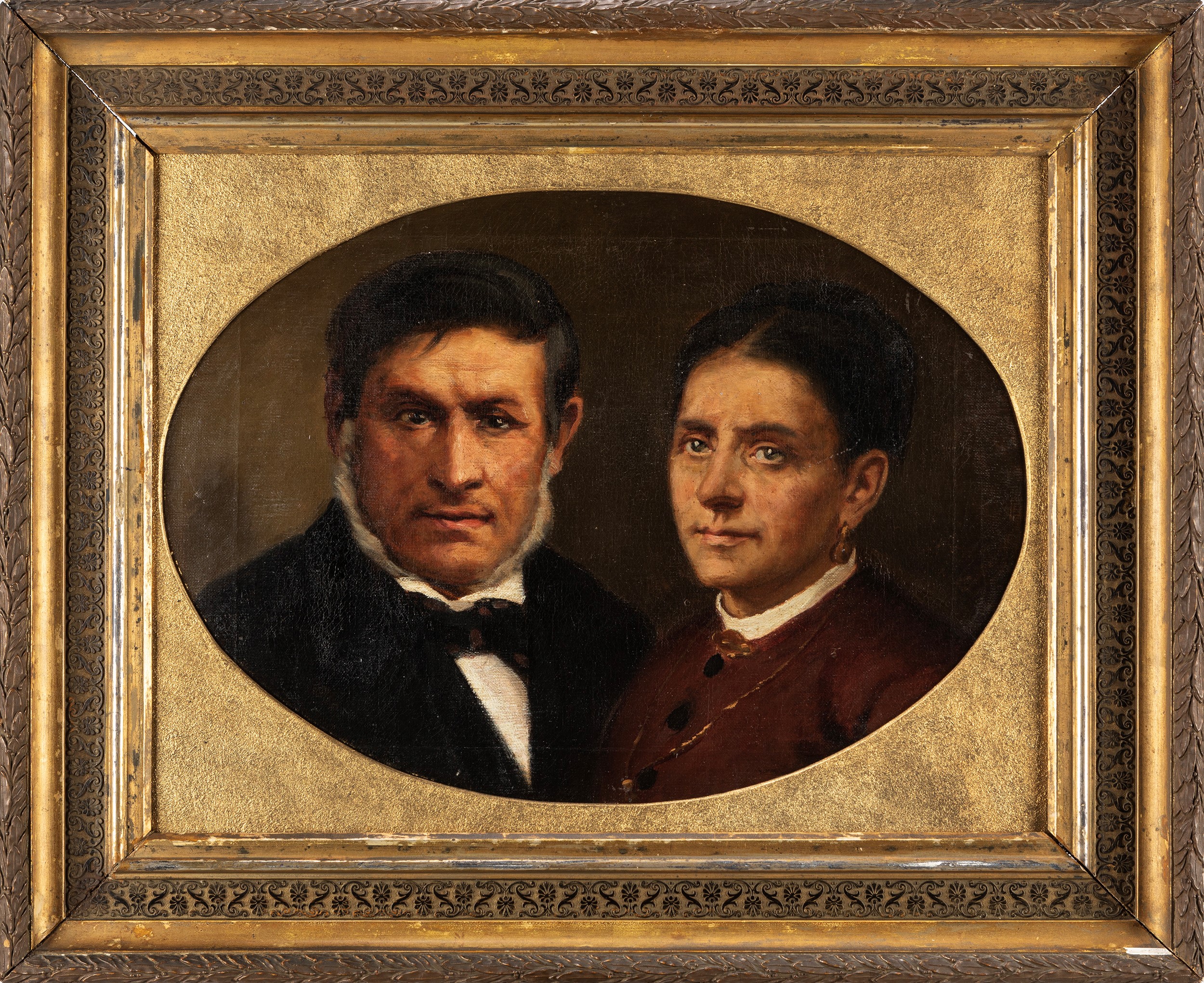 Ponziano Loverini - Duplice ritratto di Gioacchino Piccinelli e Candida Crivelli Piccinelli, olio...