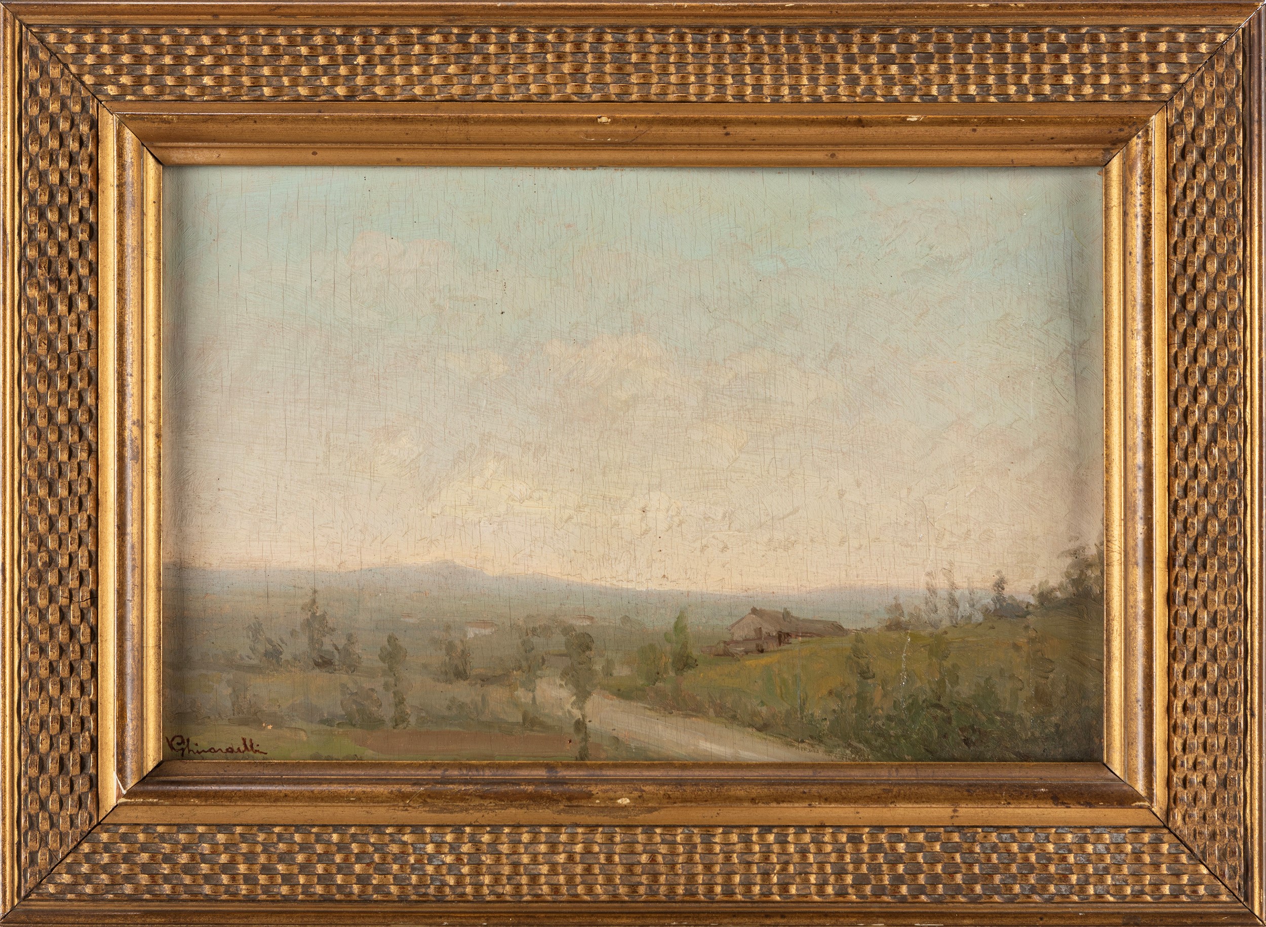 Vincenzo Ghirardelli - Valle bergamasca, olio su compensato