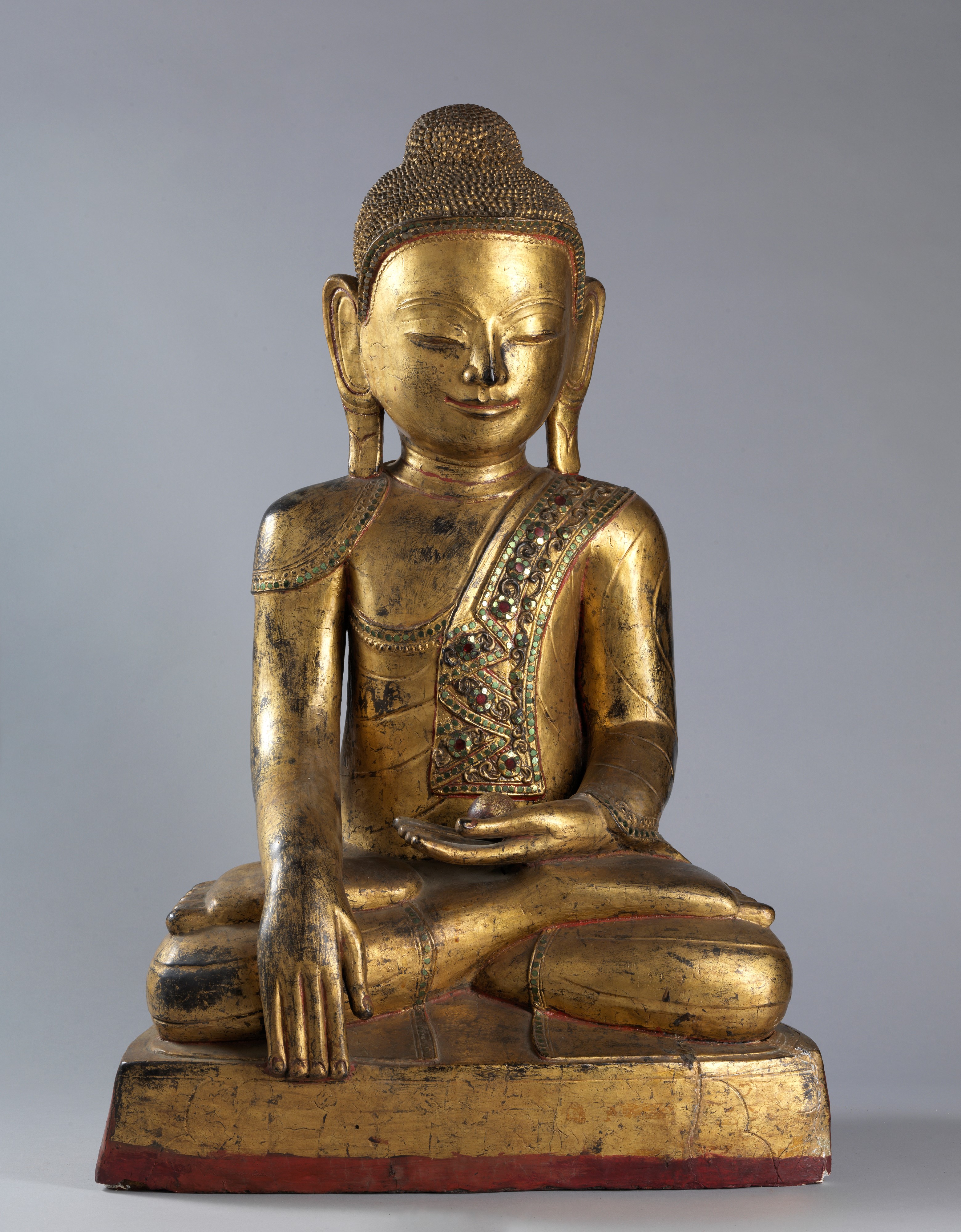 Buddha in Legno Dorato. Sud-est Asia, Secolo XX