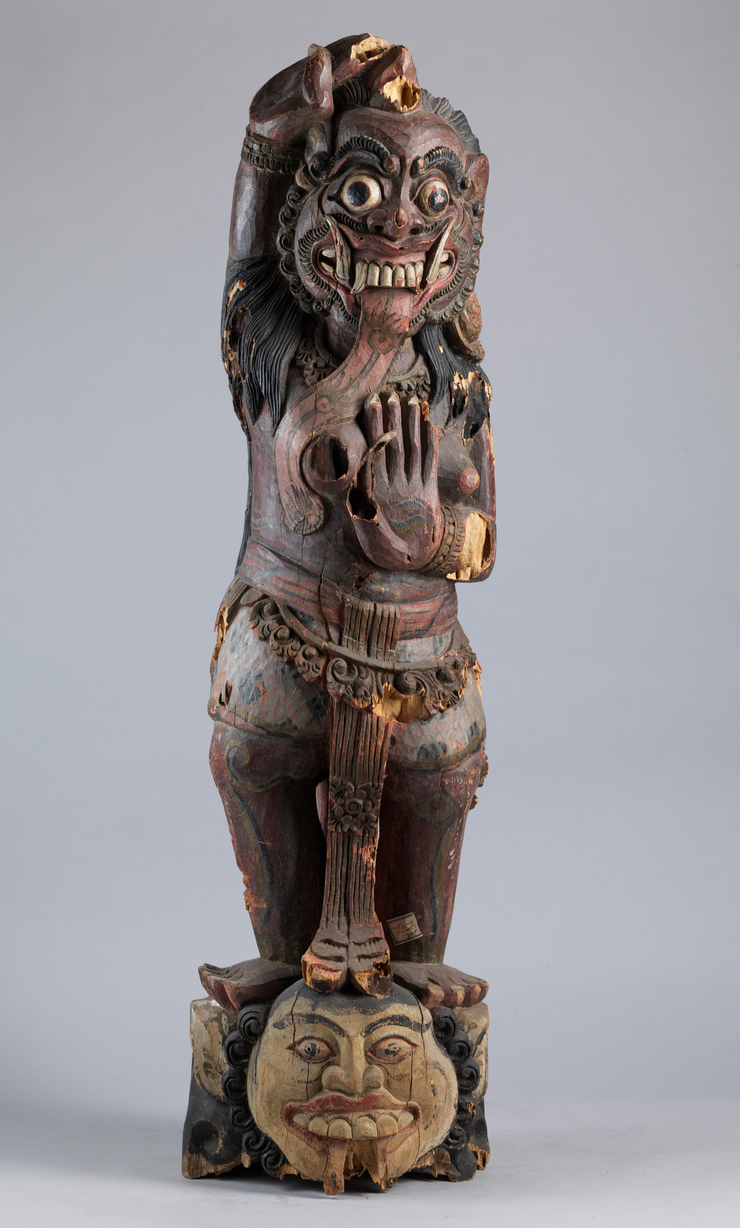 Scultura in Legno Raffigurante Demone. Cina/tibet, Inizio Secolo XX