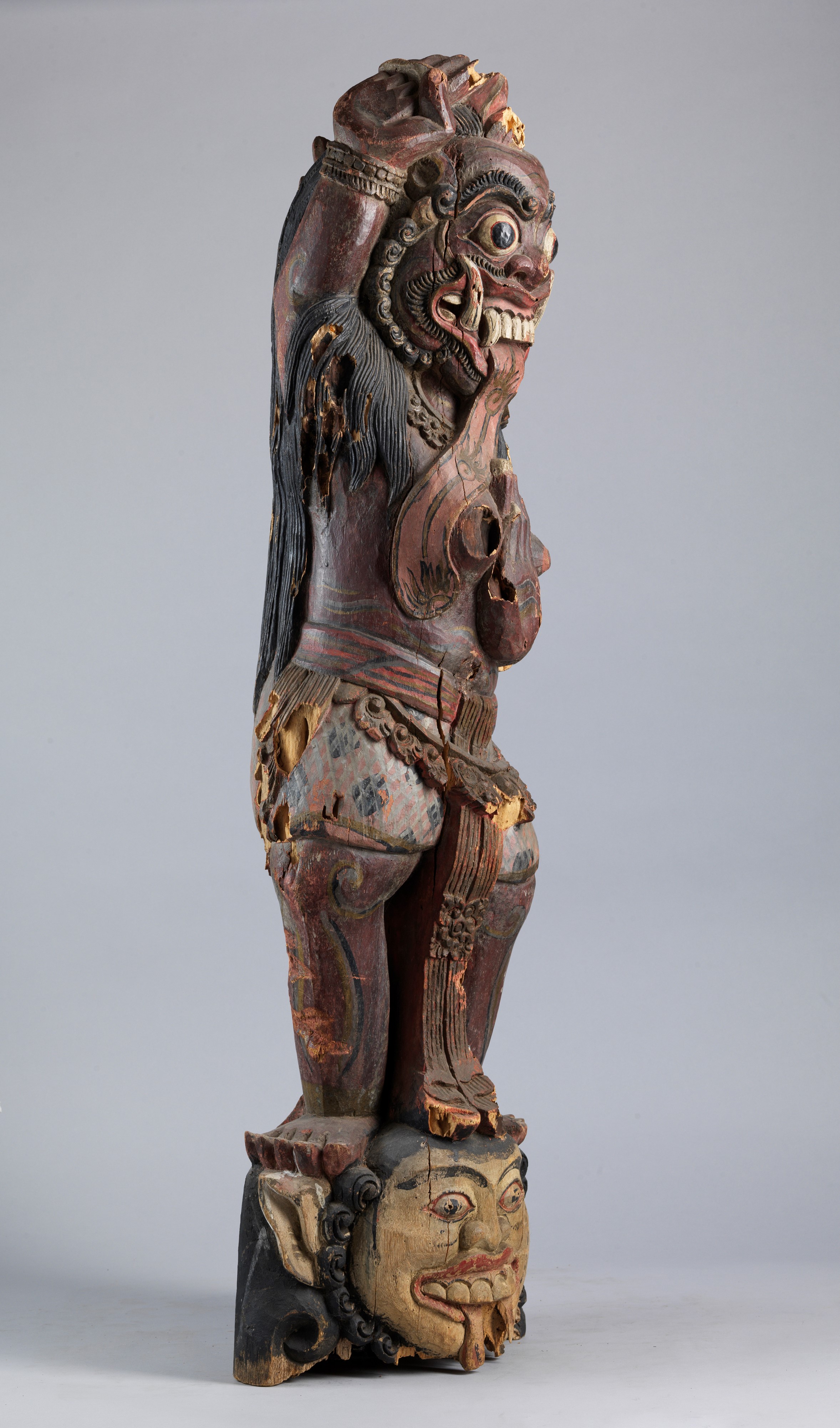 Scultura in Legno Raffigurante Demone. Cina/tibet, Inizio Secolo XX