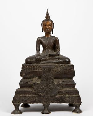 A large bronze seated Buddha. Laos, early 20th century