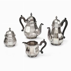  - An italian silver tea and coffee service with wood handle