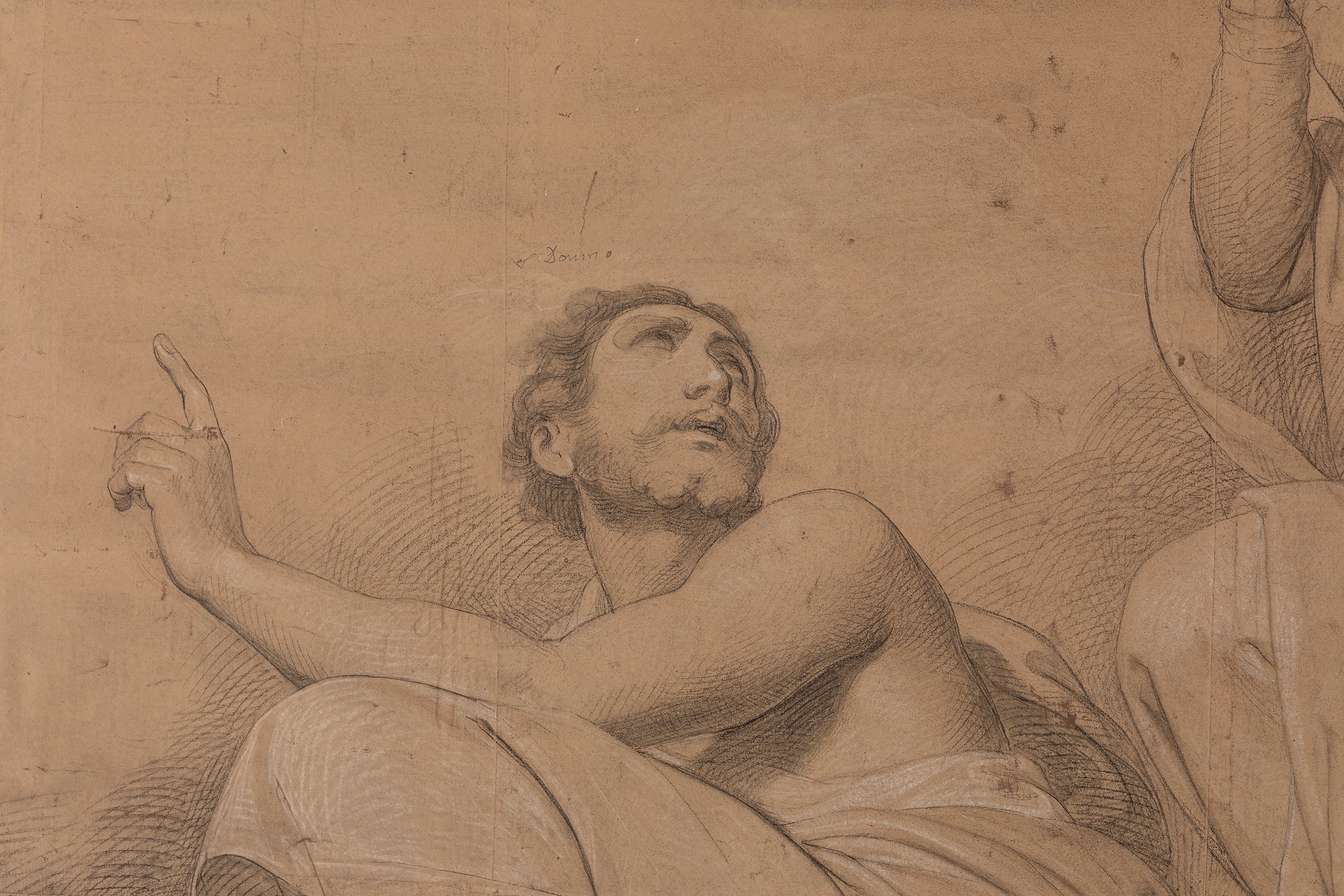 Francesco Coghetti - Cartone preparatorio per la cupola del Duomo di Bergamo, carboncino e biacca...