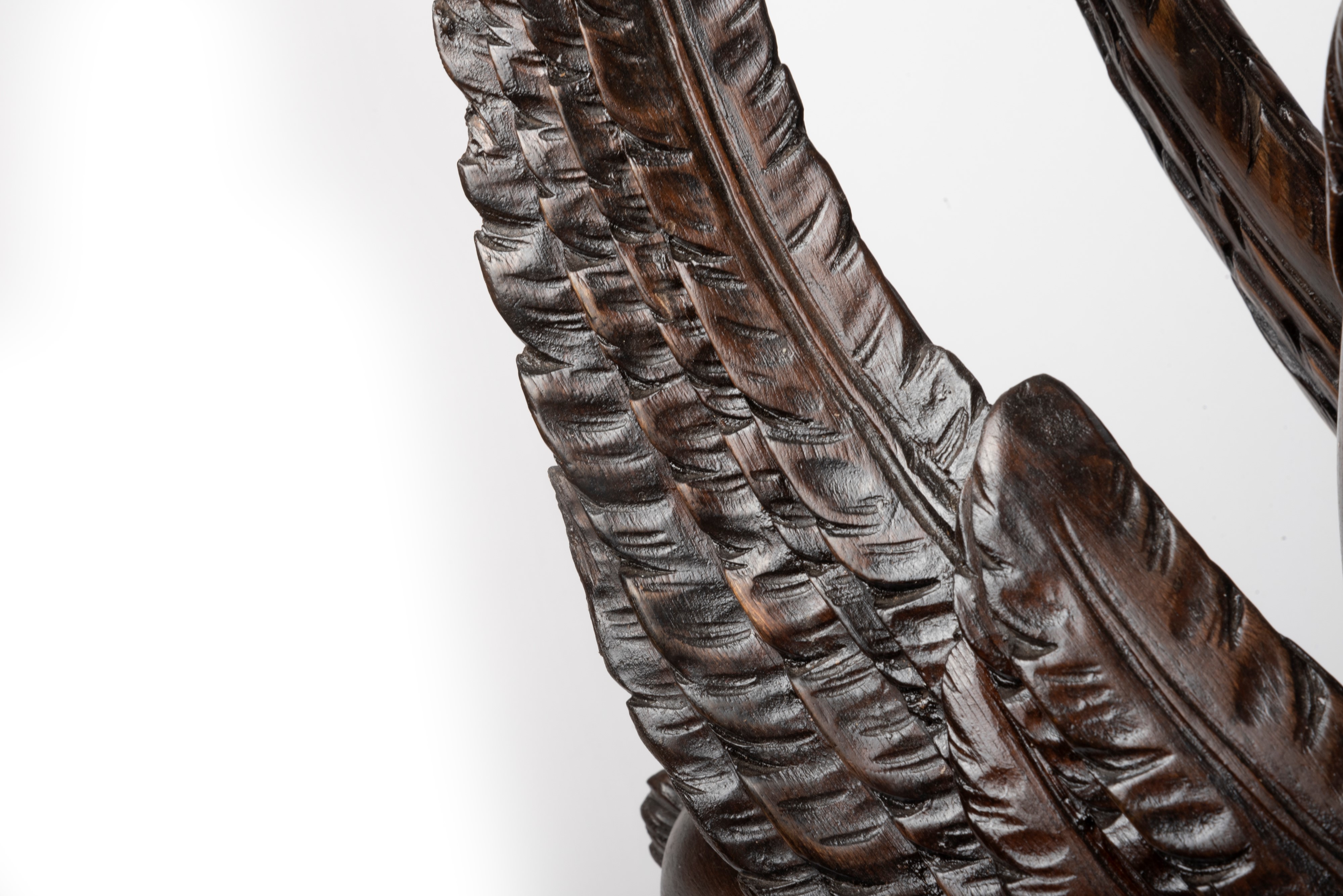 Coppia di Chimere in Legno a Patina Scura, Secolo XIX