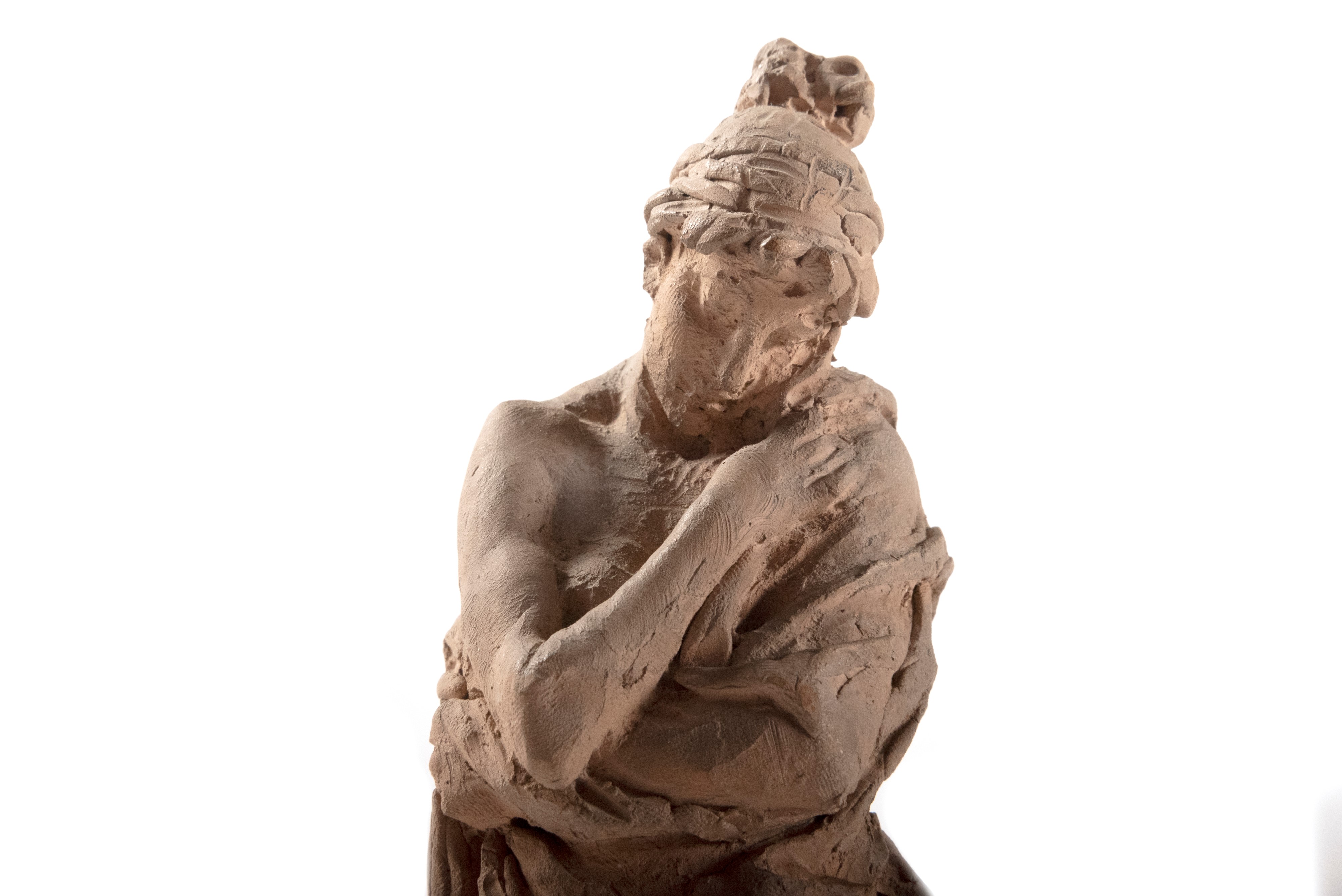 Bozzetto in Terracotta Raffigurante Figura Femminile con Schiava Moresca, Secolo XIX