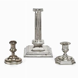  - Three silver candlesticks, Italy
