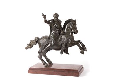 Scultura in Bronzo Raffigurante Imperatore Romano a Cavallo, Secolo XIX