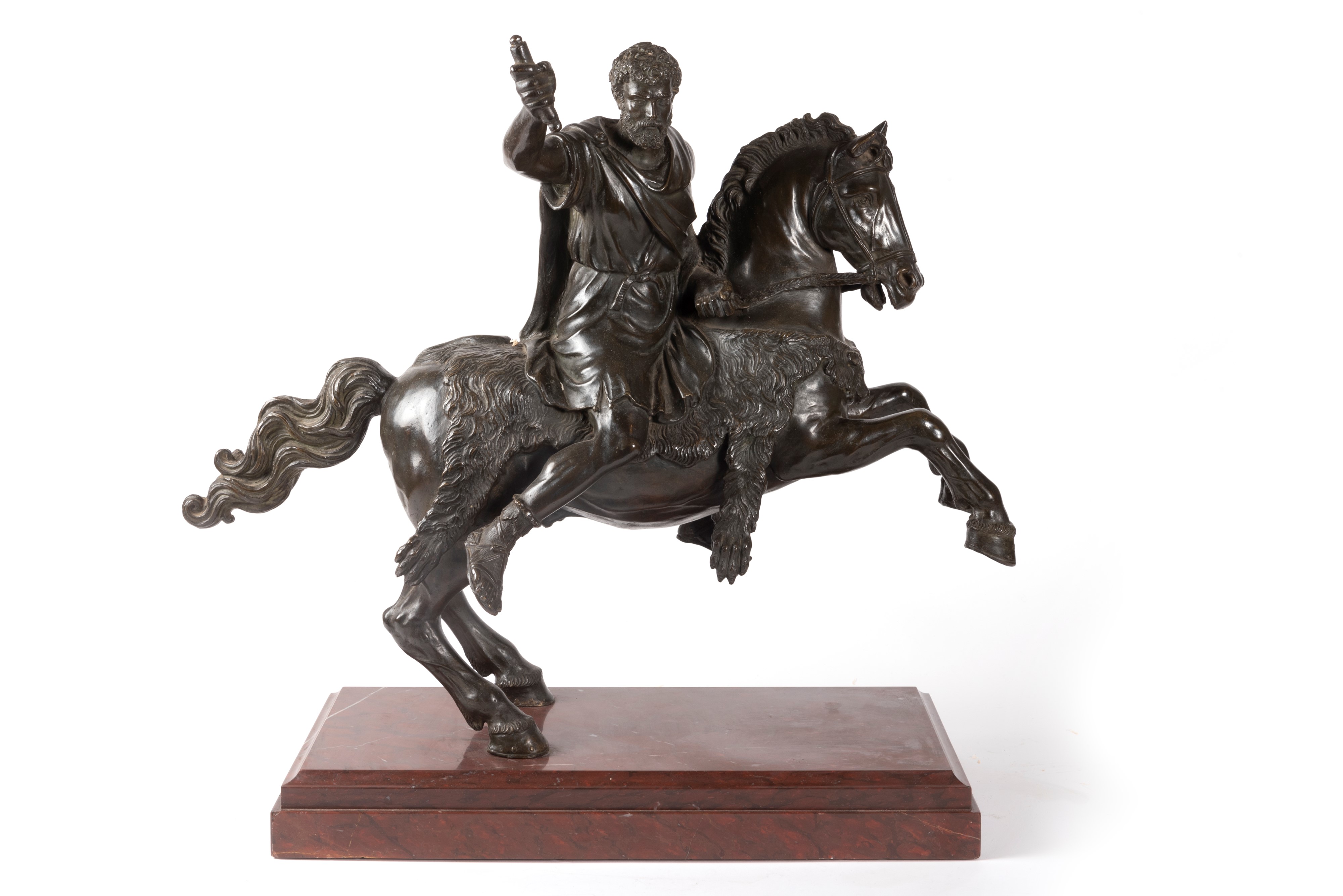 Scultura in Bronzo Raffigurante Imperatore Romano a Cavallo, Secolo XIX