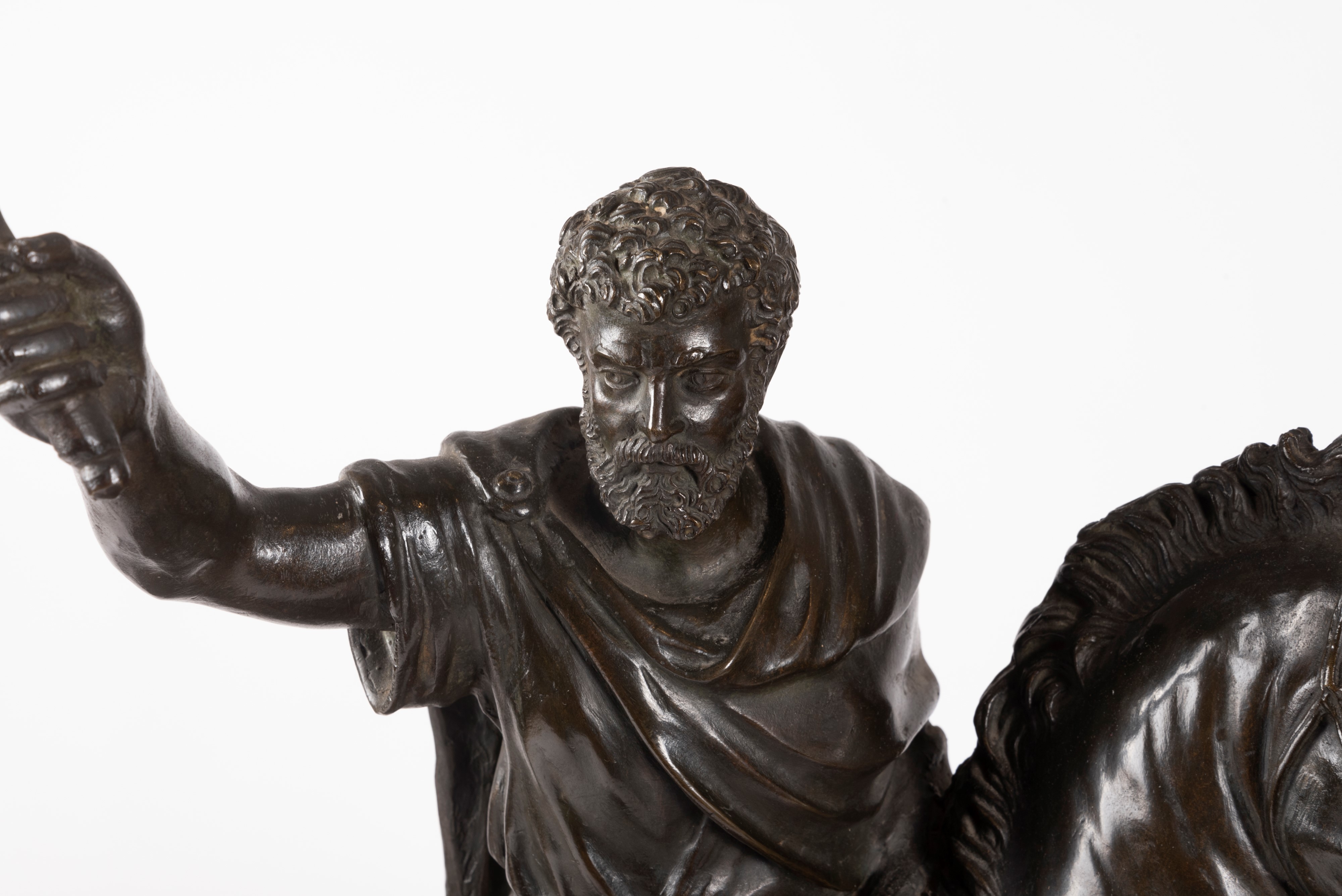 Scultura in Bronzo Raffigurante Imperatore Romano a Cavallo, Secolo XIX