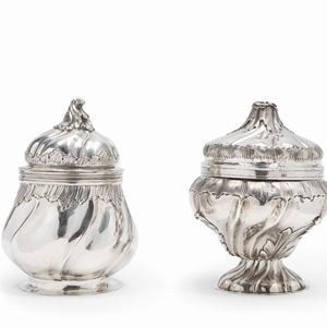 Two silver sugar bowls, Italy 20th Century