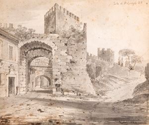 Veduta di Porta San Lorenzo a Roma