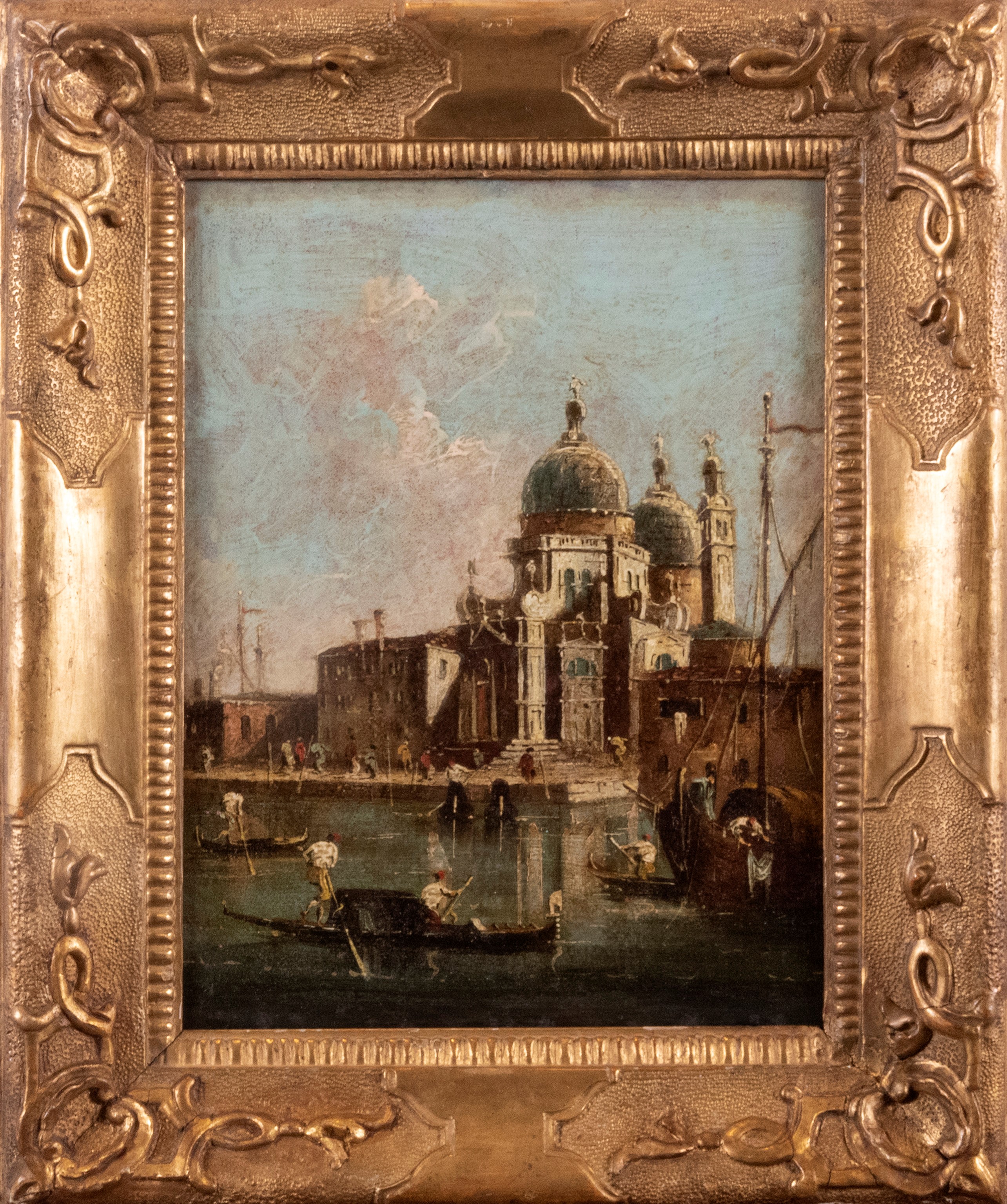 Imitatore di Francesco Guardi - Veduta di Punta della Dogana con Santa Maria della Salute