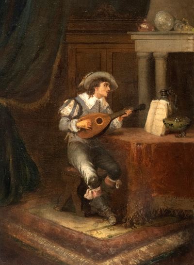 Interno con Suonatore di Liuto