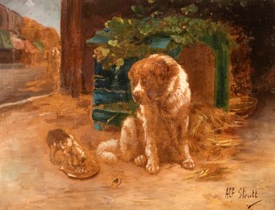 Cane San Bernardo con il Suo Cucciolo