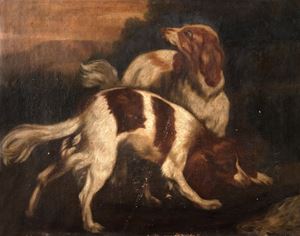Scuola francese, secolo XIX - Pointing dogs