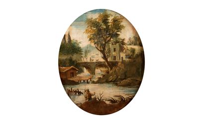 Paesaggio Fluviale con Pescatore