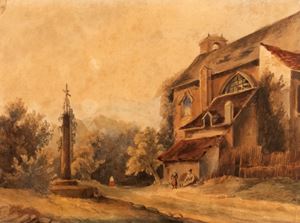 Countryside landscape with village