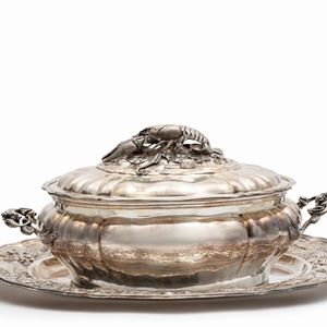 A silver tureen with tray, Milan, 20th Century
