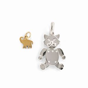 Two 18k two-color gold pendants, Dodo, Pomellato
