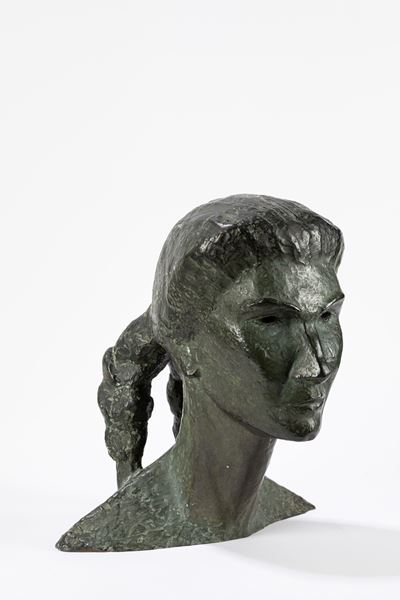 Ritratto femminile, scultura in bronzo