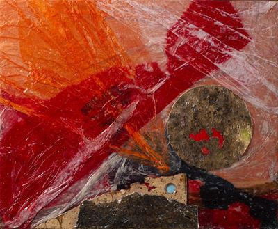 Oiseau, tecnica mista e collage su tavola