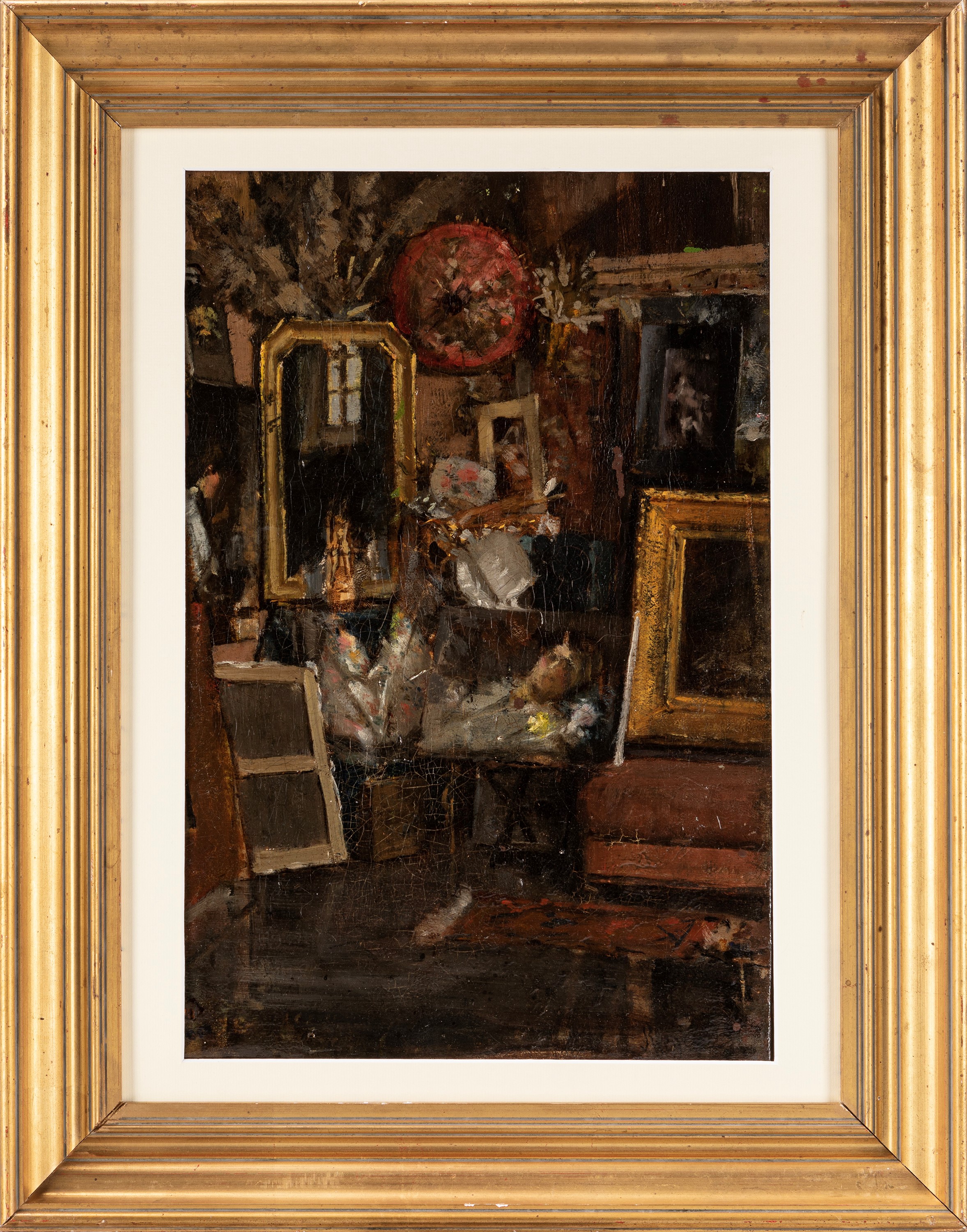 Enrico Reycend - L'atelier del pittore, olio su tela
