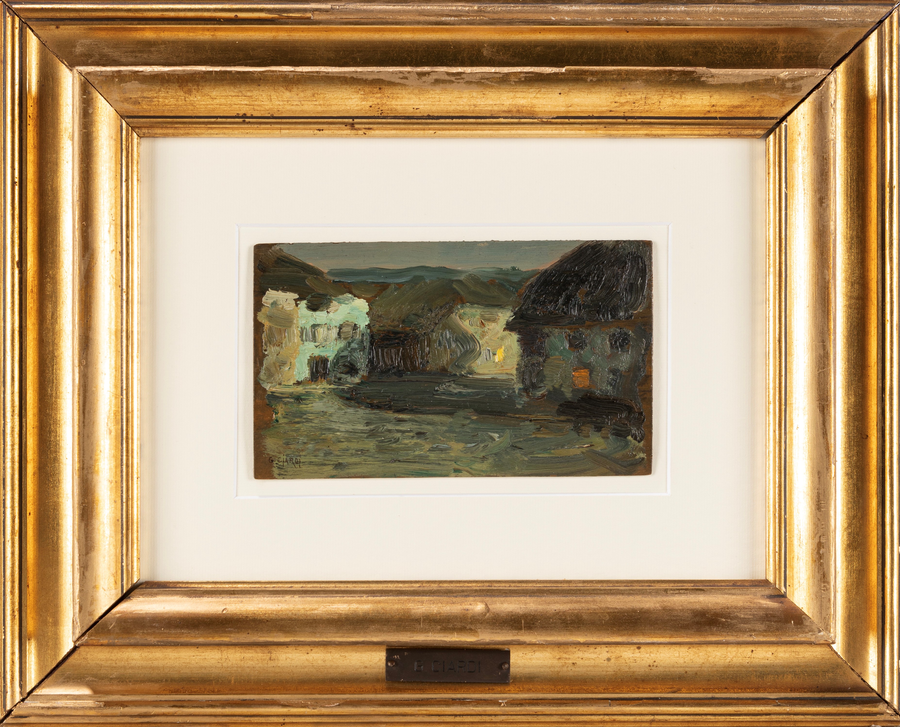 Guglielmo Ciardi - Villaggio cadorino, olio su tavola