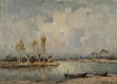 Ticino verso Pavia, olio su tela