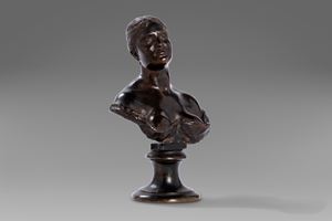 Bronze sculpture with dark patina depicting the Nurse, Fonderie Gemito, Naples