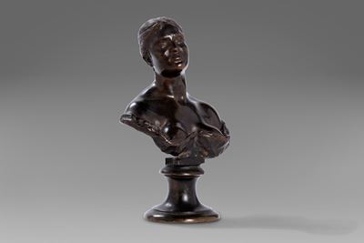 Scultura in Bronzo a Patina Scura Raffigurante la Nutrice, Fonderie Gemito, Napoli