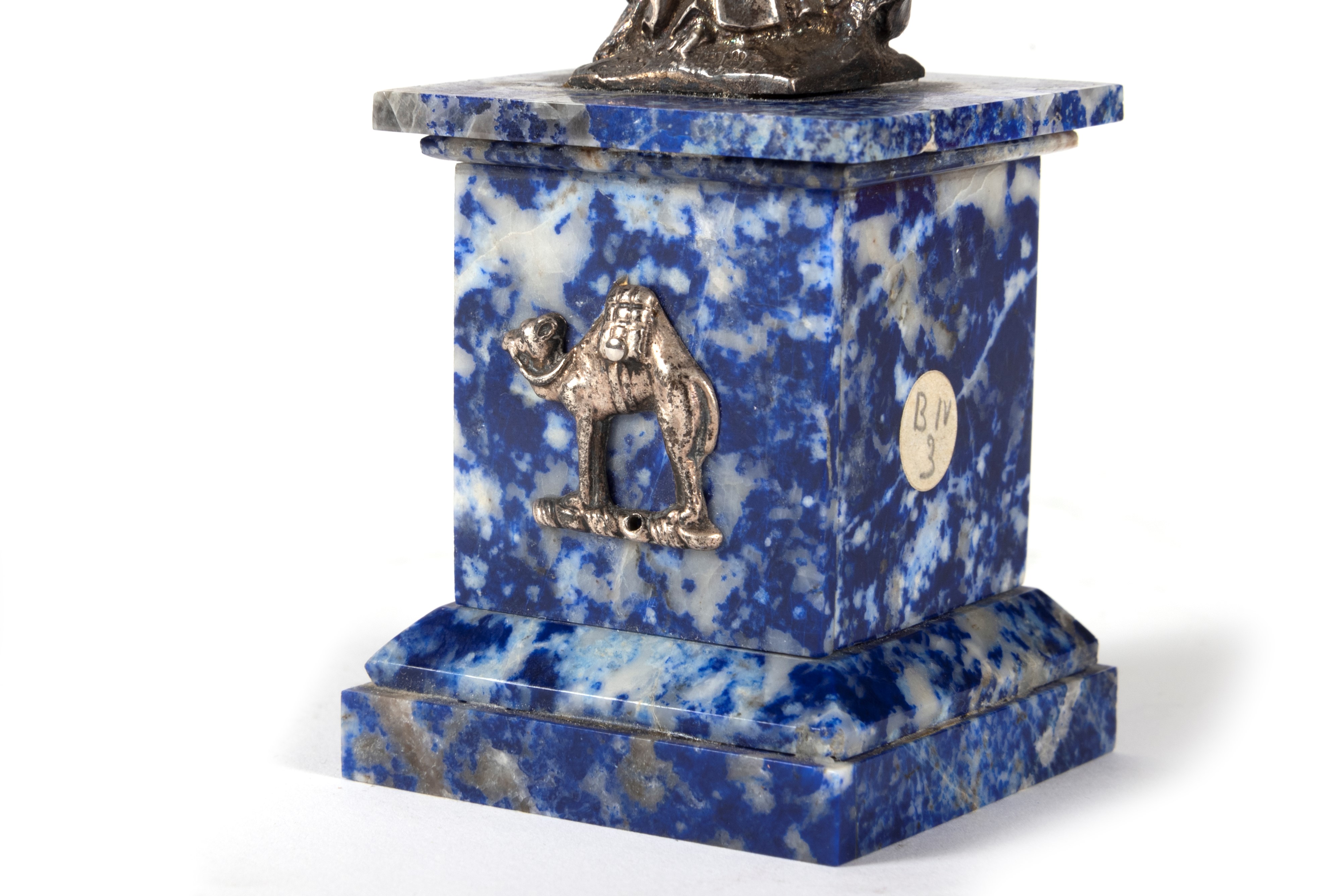 Statuetta Raffigurante Sant'antonio Abate in Argento su Base in Lapislazzuli, Prima Metà Secolo X...