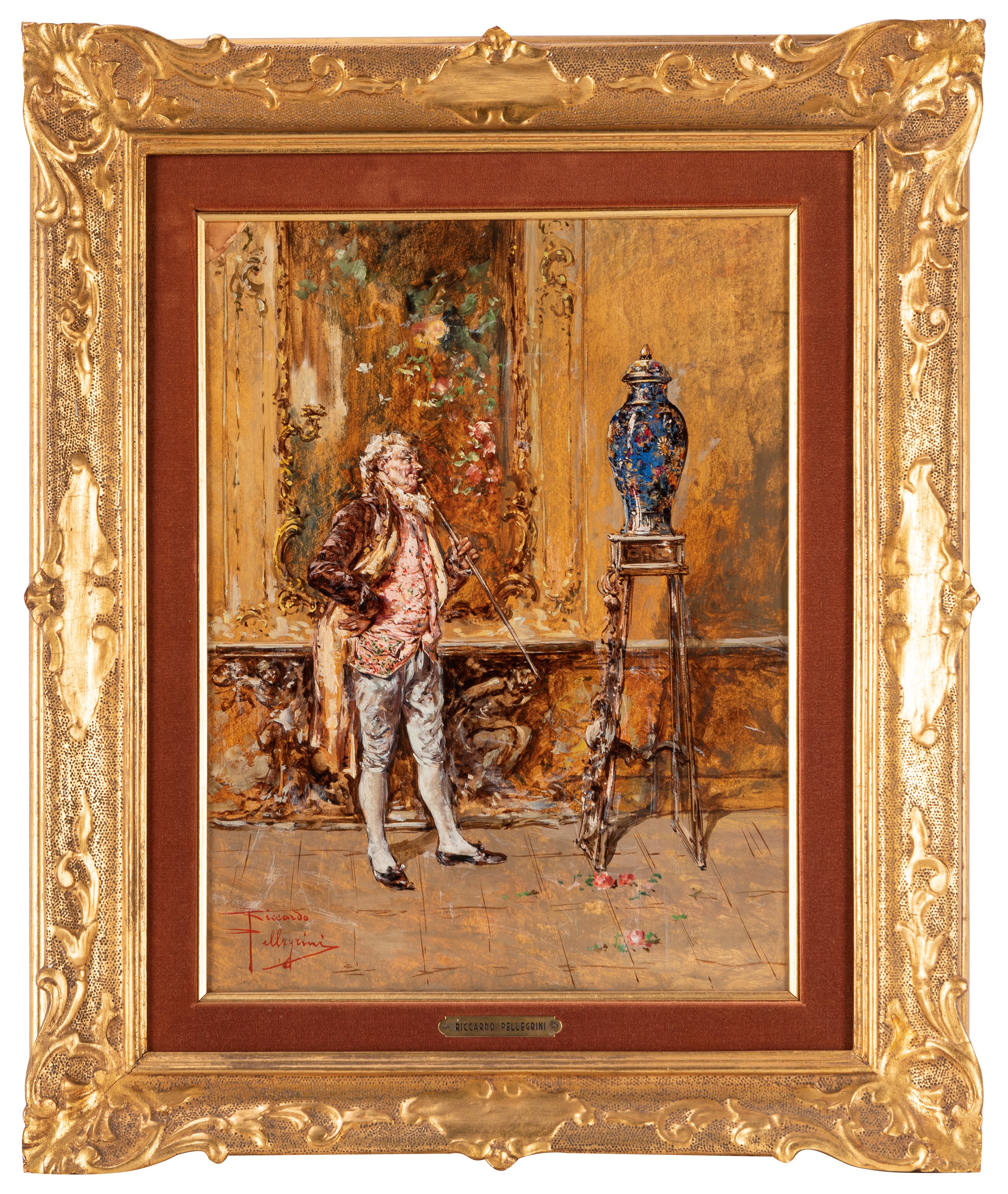 Riccardo Pellegrini - Il vaso antico, olio su cartone pressato
