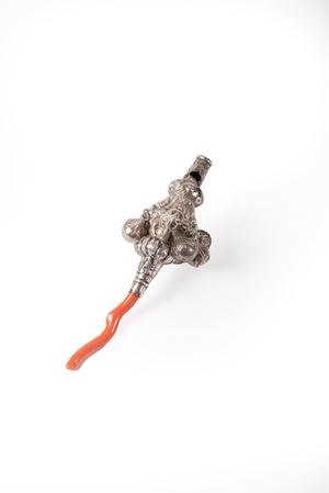 Silver and coral rattle, 19th century