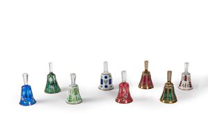 Lot consisting of eight Bohemian crystal bells, 20th century