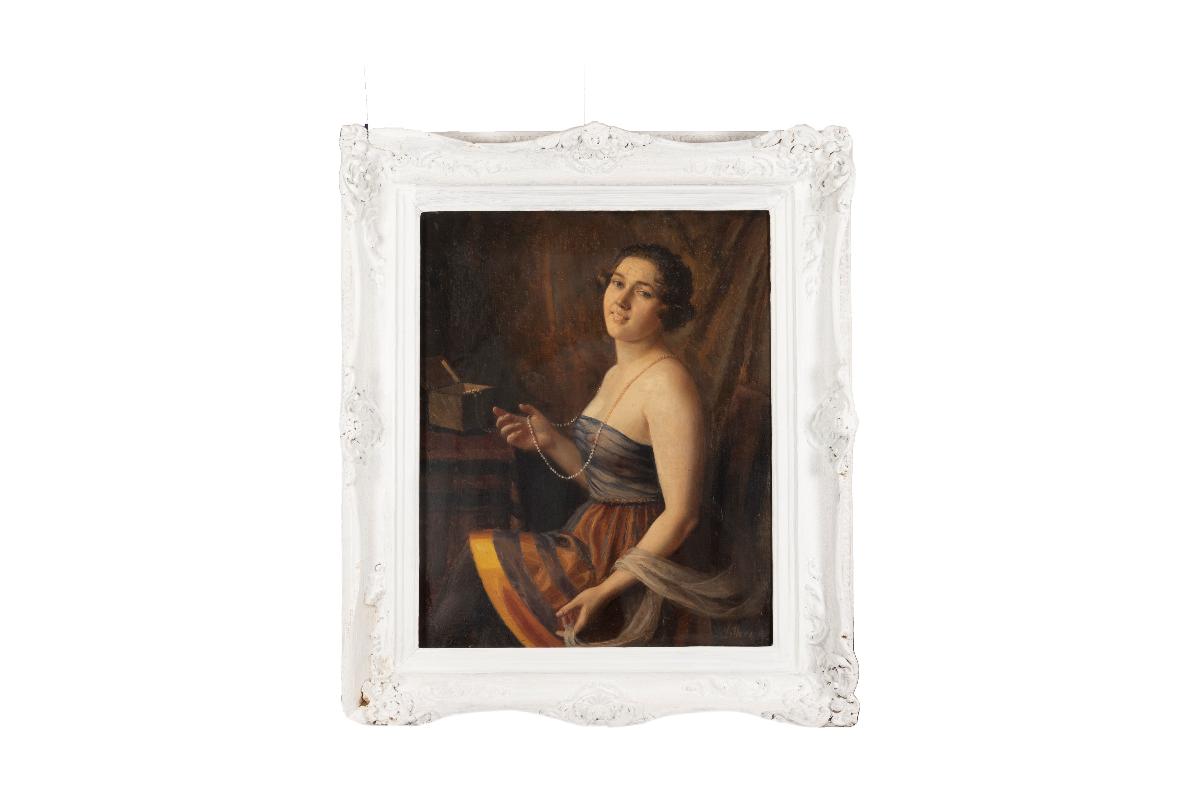 Scuola Europea, Secolo XIX - Ritratto di Gentildonna con Collana di Perle