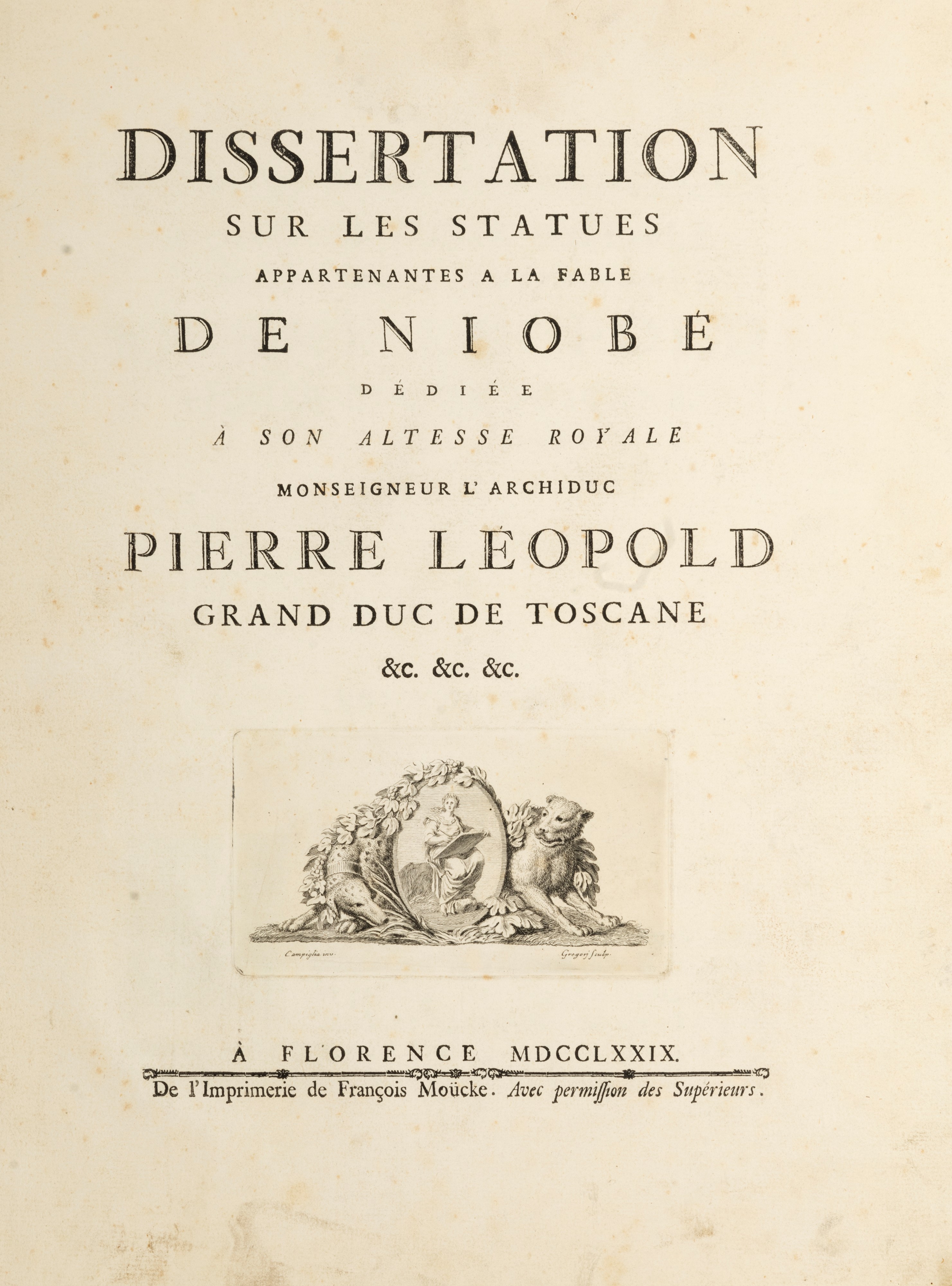 Angelo Fabroni - Dissertation sur les statues appartenantes a la fable de Niobe, Edizione origina...