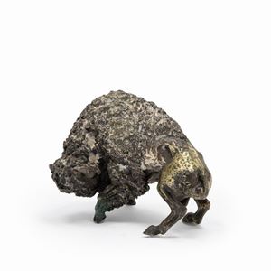 A silver bison, Italy, 20th Century, Mario Cerreti