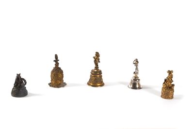 Lotto Composto da Cinque Campanelli in Bronzo Dorato e Argentato, Secoli XIX - XX