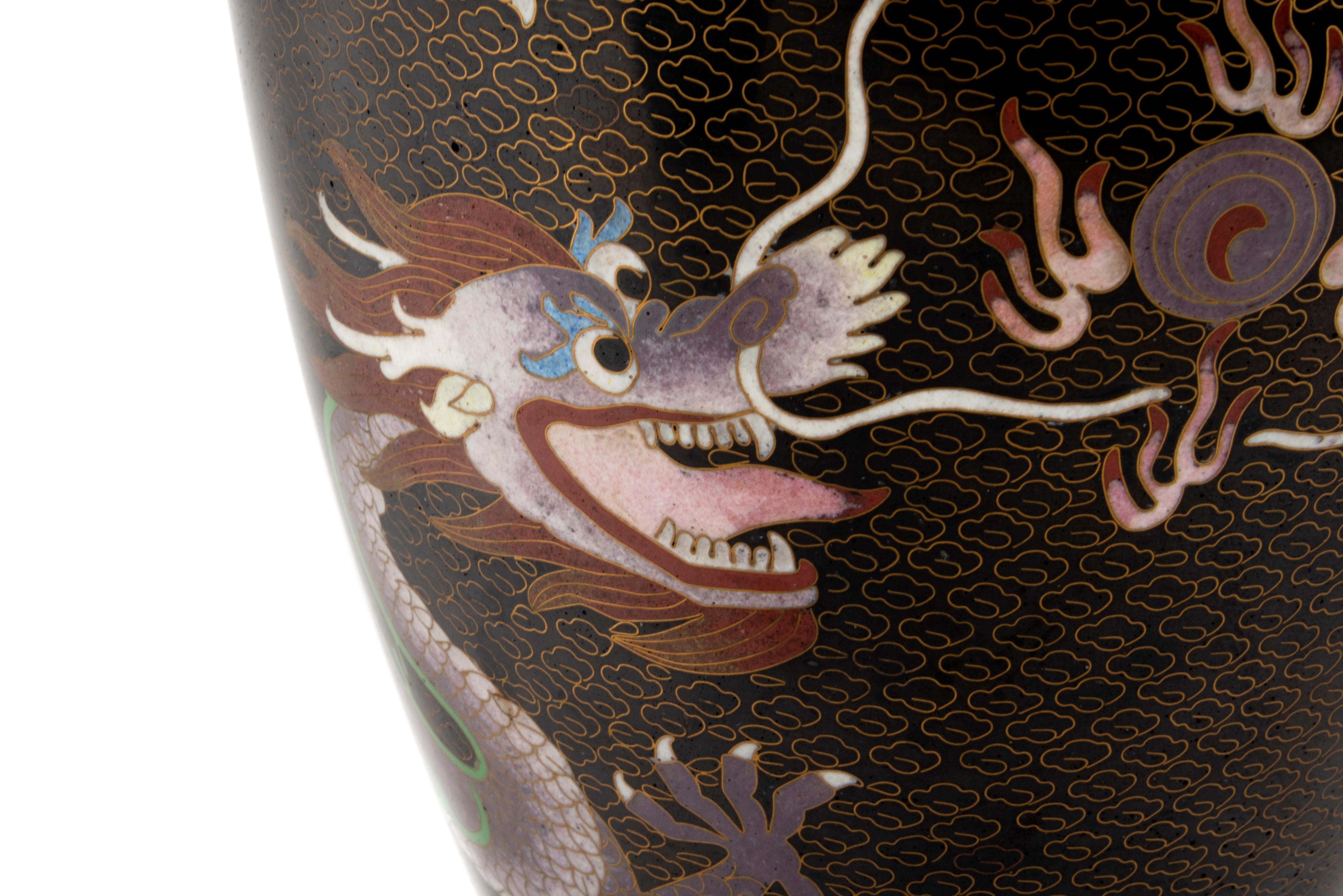Coppia di Vasi in Smalto Cloisonnè con Draghi, Cina Secolo XX