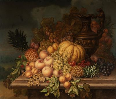 Natura morta di frutta, olio su tavola