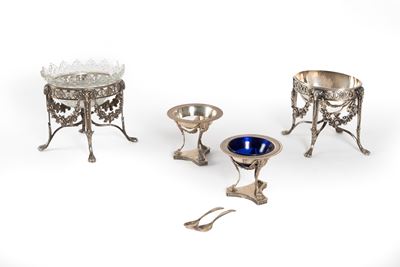 Lotto Composto da Due Coppie di Saliere in Argento, Secoli XIX-XX