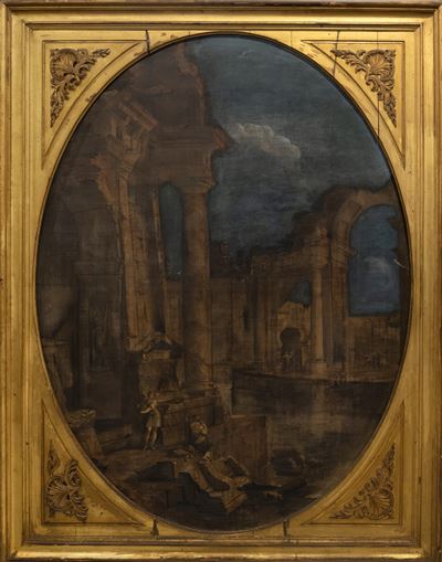 Capriccio Architettonico con Astanti Presso Rovine Antiche