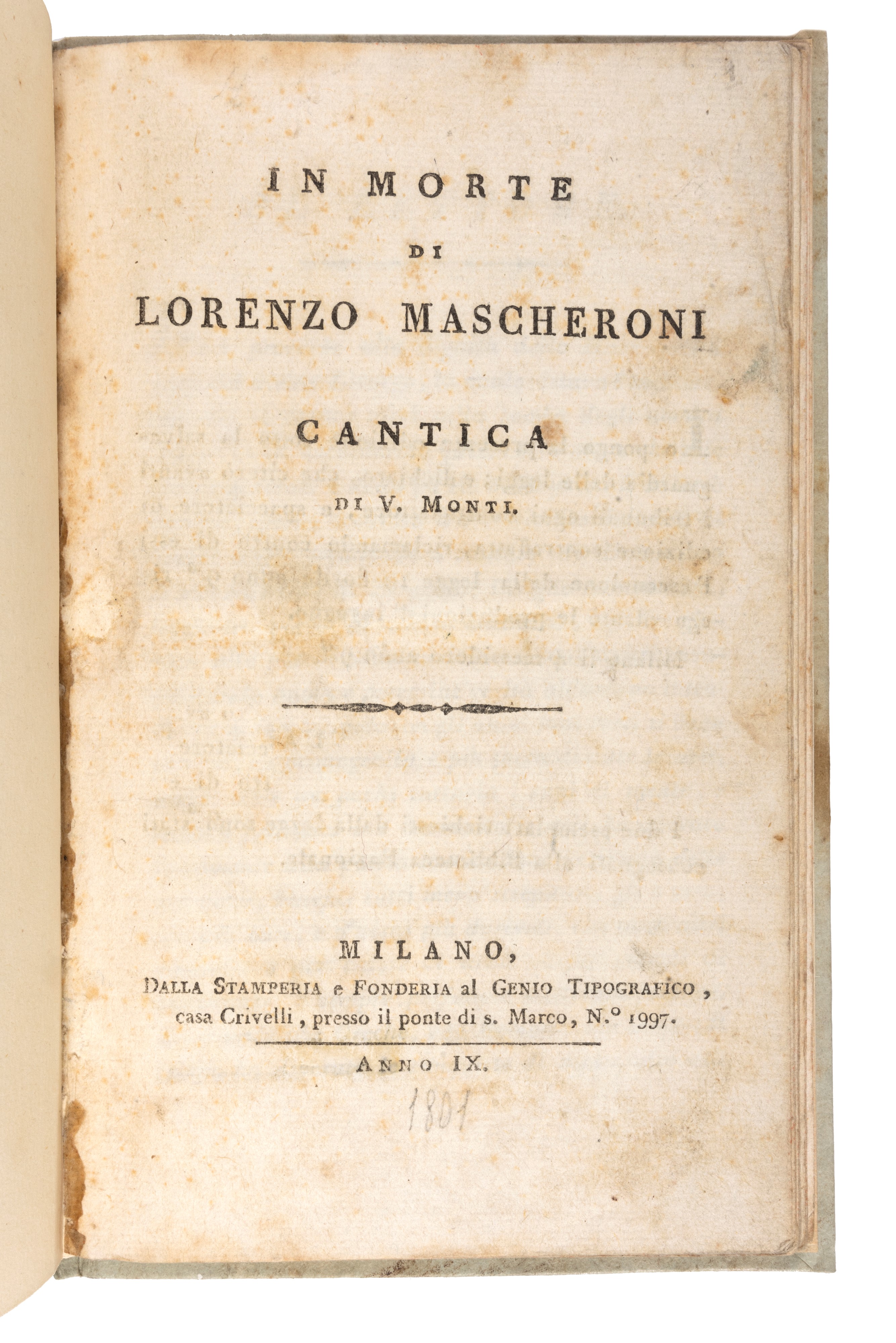 Vincenzo Monti - Saggio di poesie, 1779
