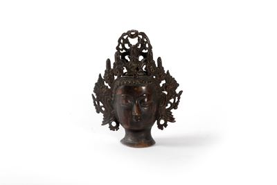 Testa di Buddha in Bronzo, Cina Secoli XIX-XX